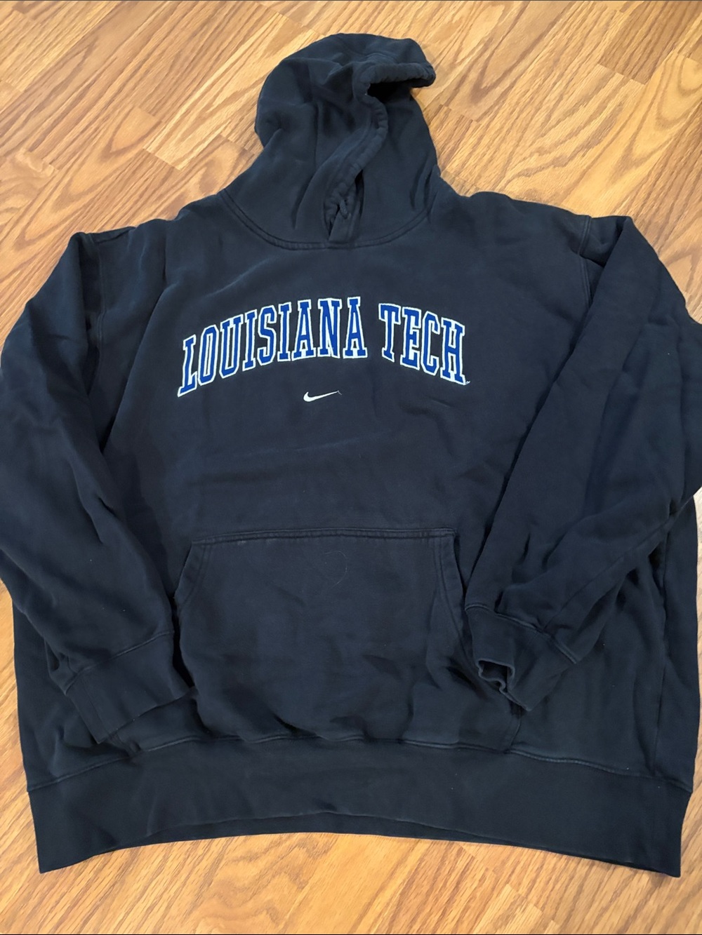 Nike Black Hoodie with Blue Louisiana Tech Arch Logo